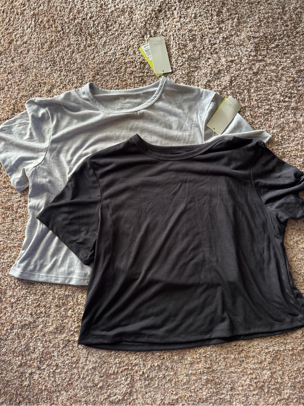 Women’s Crewneck Short-Sleeve Top - Black and Light Gray All in Motion